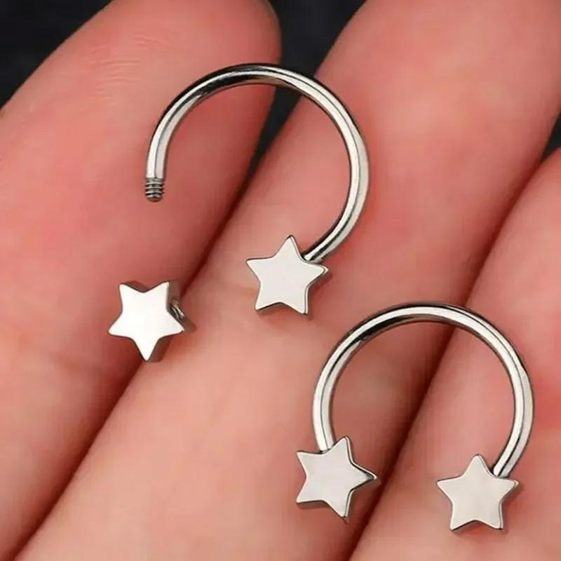 Edelstahl Stern Herz Septum Piercing Nasenring Knorpel Hufeisen Ohrring Für Frauen Männer Körperschmuck Punk Accessoires