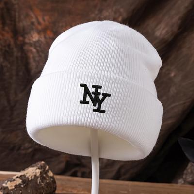 Mode Automne Hiver Polyvalent Chapeau en Laine Brodé Lettre Anglaise NY Couleur Unie - Unisexe pour Hommes et Femmes Convient pour un Usage Quotidien et Décontracté
