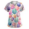 Women's Valentine's Day Printed Loose V-Neck Pocket Short Sleeve Uniform  Uniform