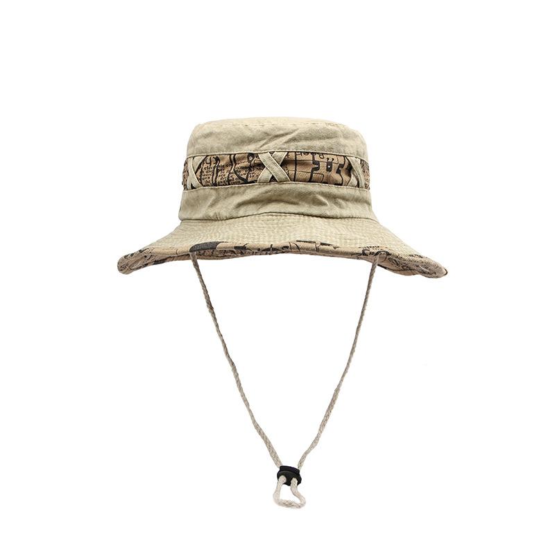 

Outdoor Fisherman Hats Men Women Summer Wide Brim Bucket Hat Sunscreen Sun Hat Fishing Hiking Cap Washed Cotton Panama Cap 56to58cm хакі