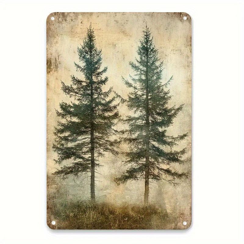 

[2D Flat] Mystical Evergreens 2D Tin Painting - Hazy Horizon Design, Ideal for Bathroom, Room, Bar, Field Road Sign Decor, Perfe 20X30CM
