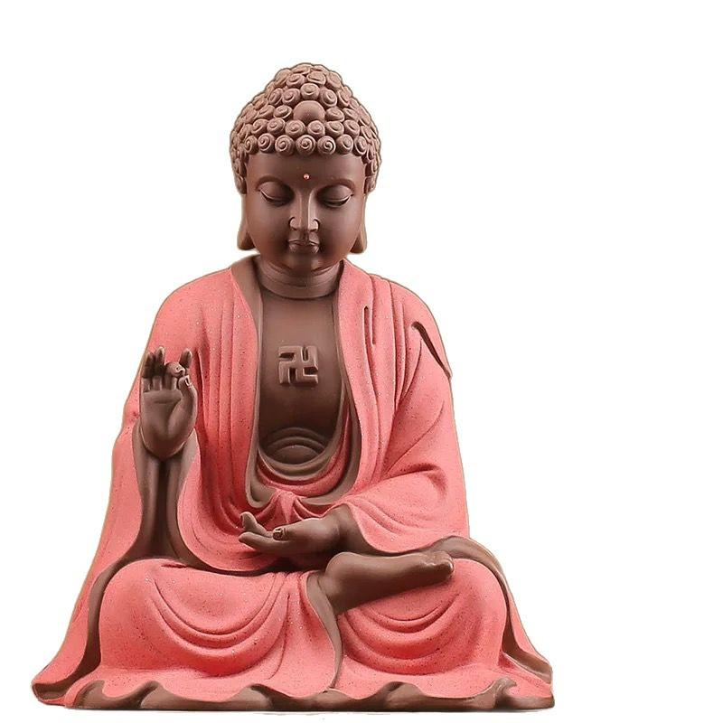 Chinese-style Buddha statue lamp ring decoration, ceramic Sakyamuni, creative entrance hall and Zen-inspired decoration for livi