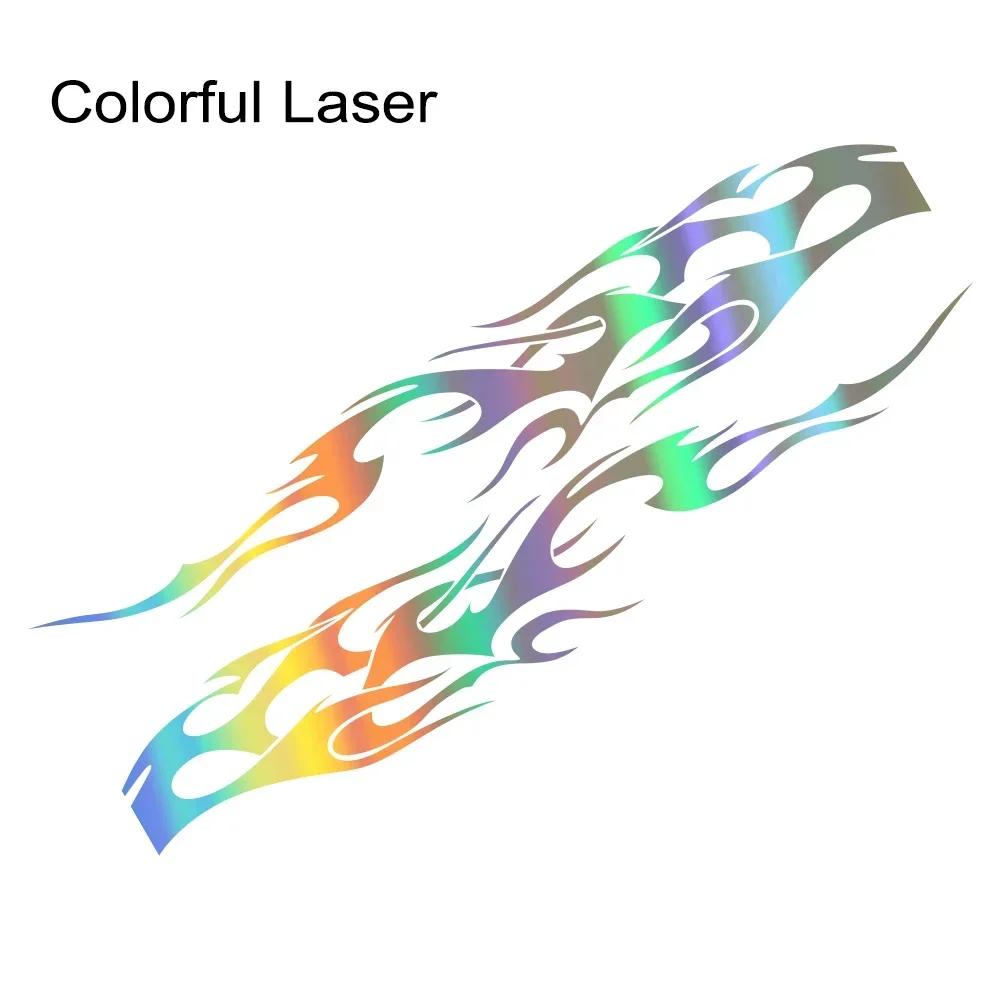 2Pcs Universal Vinyl Flame Graphics Car Body Side Stickers Flame Sports Racing Stripe Decorations Suitable For All Cars SUV