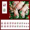 24 Pcs Christmas Press On Nails Short Square Full Cover False Nails Christmas Tree Artificial Nails Manicures Supplies