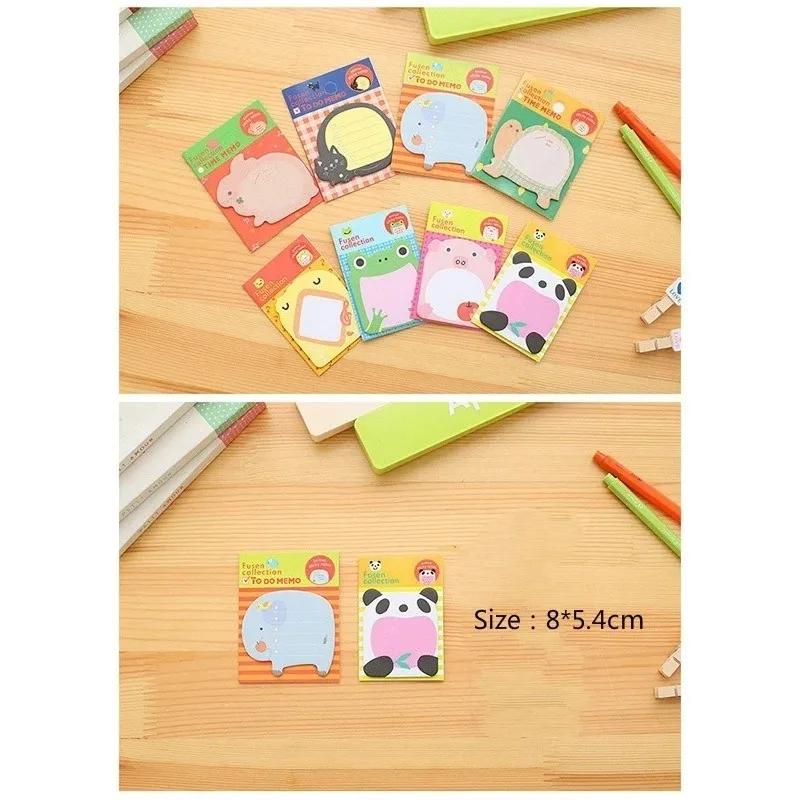 New 5 PCS Cartoon Stickers Bookmark Animal Shape Cute Sticky Notes Sticker Marker Memo Notepad Gift Stationery Office Accessory
