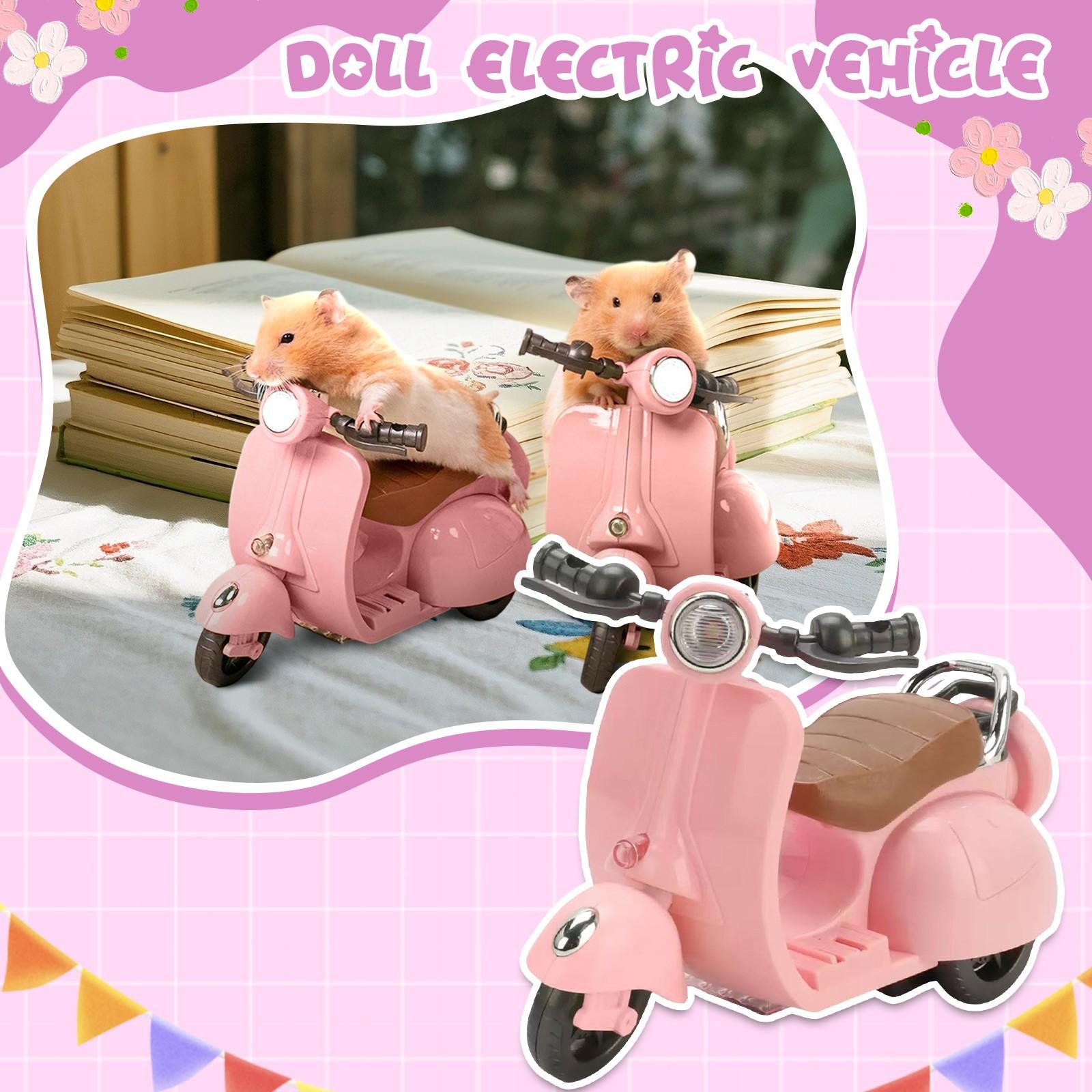 Miniature Stunt Motorcycle Toy Car 360 Rotation Swing Doll Accessories Pet Electric Motorcycle Model One Size розовый