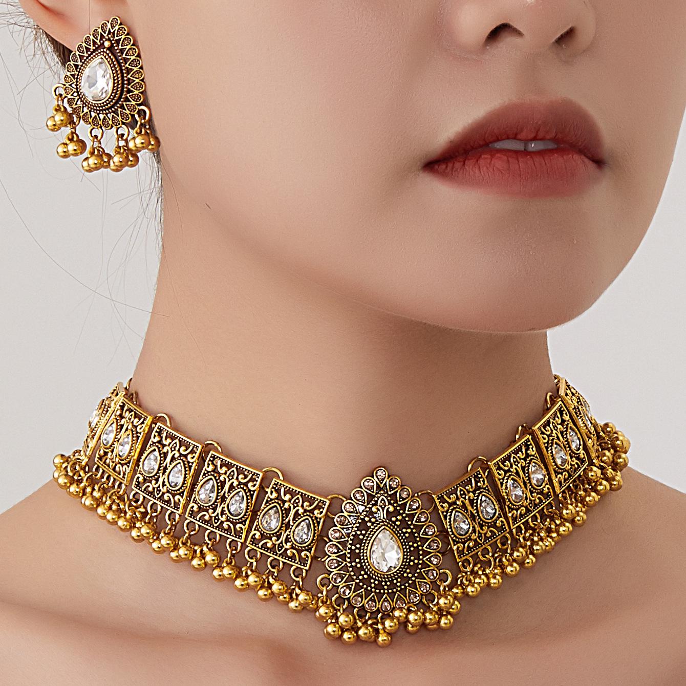 Middle Eastern Peacock Water Drop Necklace & Earrings Set