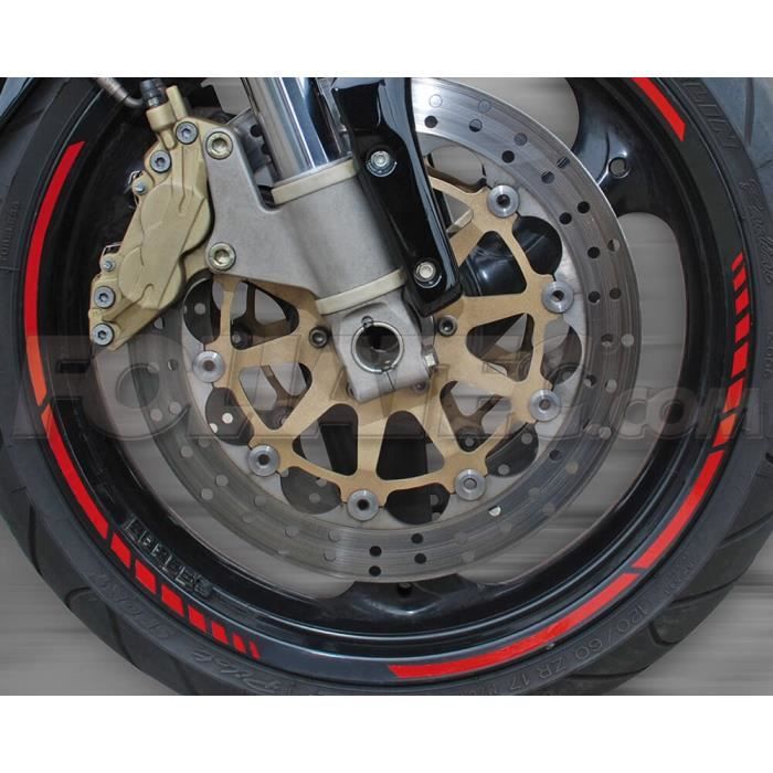 Bandes décoratives jante moto - Racing Neon - Rouge - 14 bandes