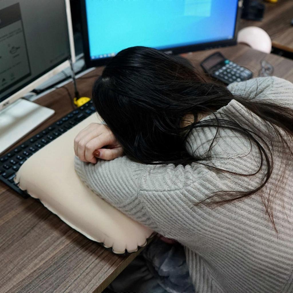 Quick Inflate Camp Pillows Waterproofed Nylons Cover Light weight Compressible For Travel Outdoor Car Offices Use Navy Blue