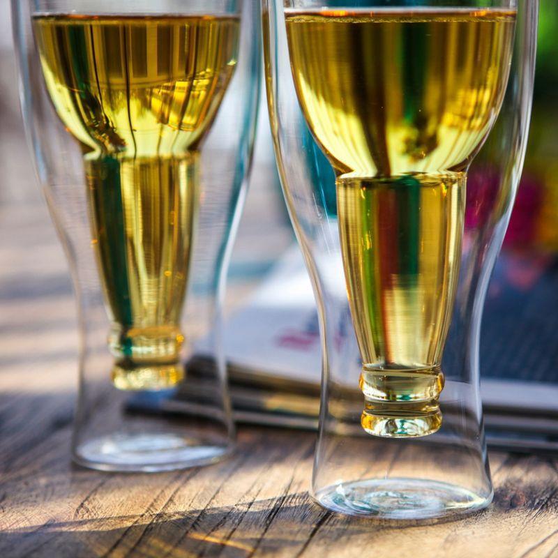 Kreativer doppelwandiger Glas-Bierkrug Kaffee Milch Wasserbecher Saft Getränkebecher Weinglas Haushalts-Trinkgeschirr Bar-Zubehör