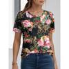Camiseta de Verano para Mujer con Estampado 3D Cuello Redondo Moda Versátil Transpirable Tendencia Casual