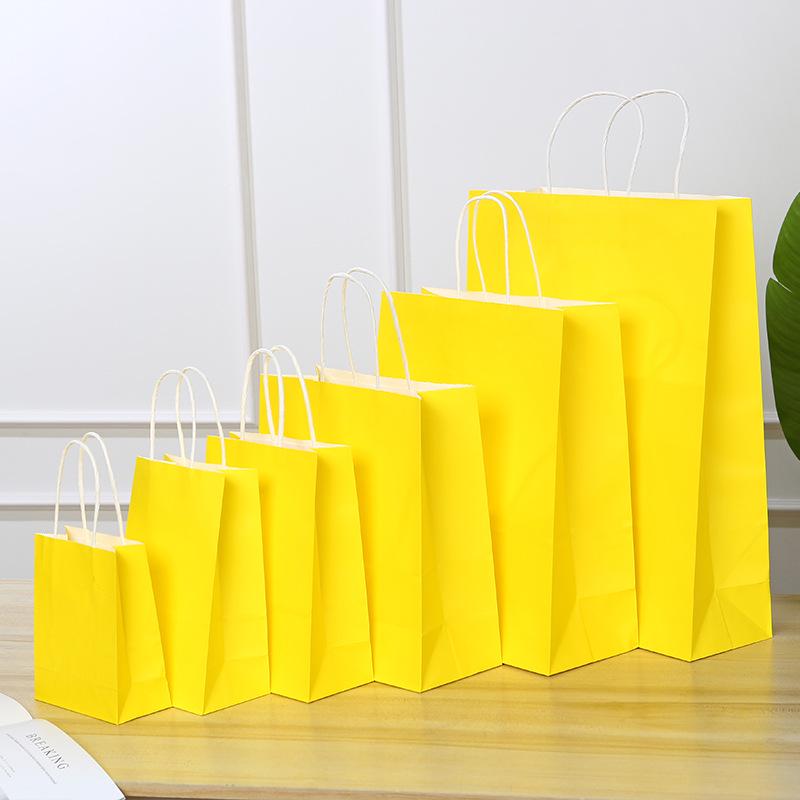 Spot Multi-color Kraft Paper Bag with Handles for Advertising, Gift Packaging, and Shopping, with Custom Printed Logo