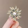 Exquisite High-End Sonnenblumen-Perlenbrosche für Damen - Elegante Mantelnadel und Einzigartiges Modeaccessoire