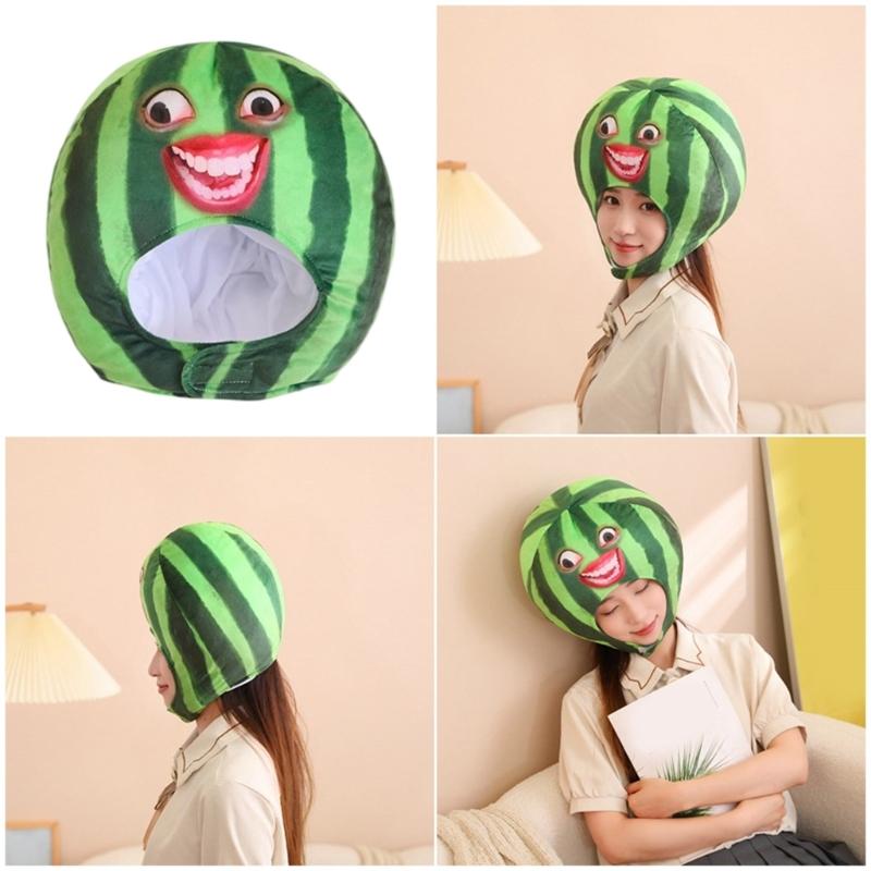 Divertente Cappello a Forma di Anguria per Carnevali Festa Costume Cosplay Evento Morbido Peluche Copricapo Scherzo Per Adulto
