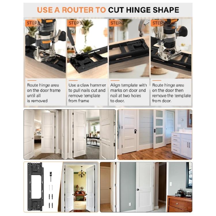 Door Hinges Jig Door Hinge Routing Jig Door Hinge Mortiser Kits Template for 2-1/2inch-6inch Length 1-3/8 to 2-1/2