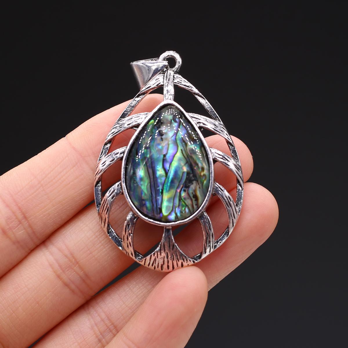 

Подвеска в виде ракушки из натурального камня с изысканным узором, ретро-подвеска для изготовления ювелирных изделий, ожерелье, серьги, аксессуар Abalone/33x55mm