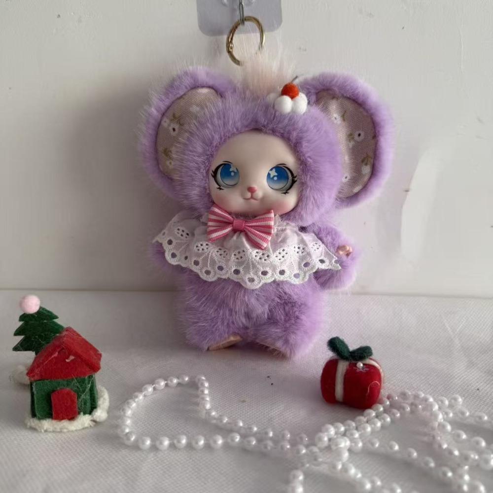 Bowknot‘ Plush Rabbit Doll Keychain Big Ear Rabbit Hanging Ornament Birthday Gift