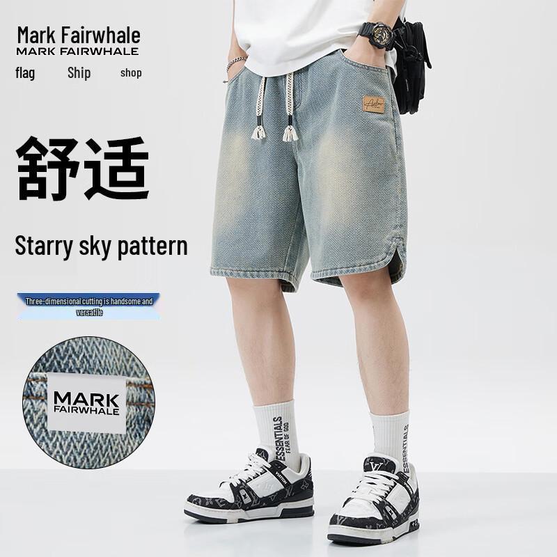 MARK FAIRWHALE Men s Casual Denim Shorts XL