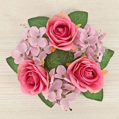 Anillo para Velas Corona de Rosas Artificiales Coronas Pequeñas Mini Guirnalda Boho Soporte para Velas de Pilar para