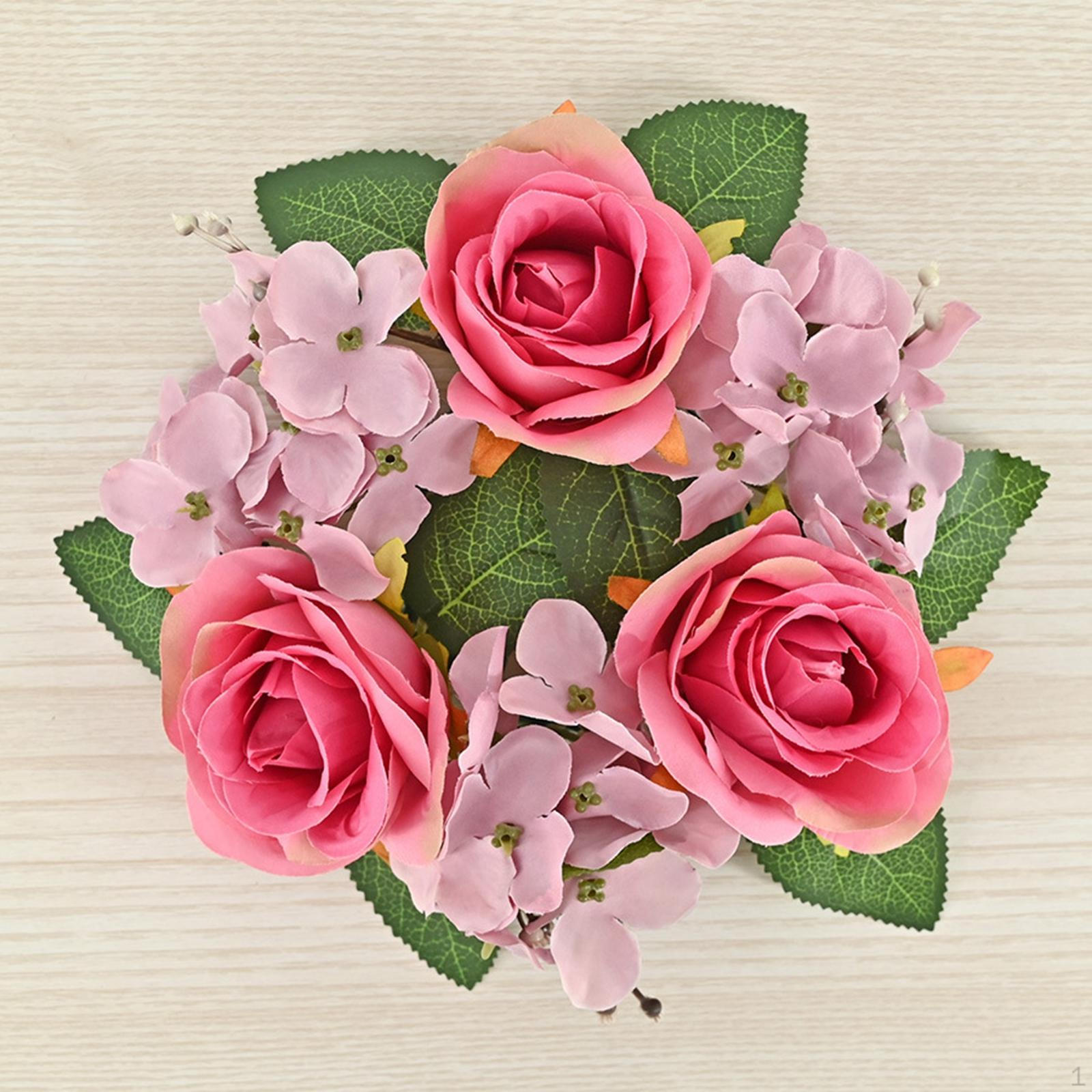 Кольцо для свечи Искусственный венок из роз Маленькие мини-венки Бохо Гирлянда Подставка для столба для rose red