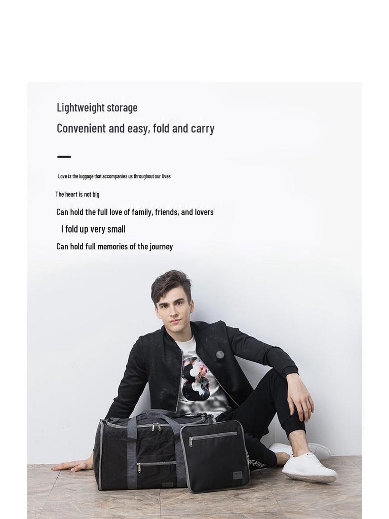 Portable Foldable Travel Bag with Large Capacity and Trolley Handle Attachment