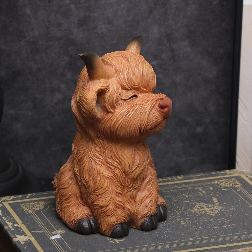 1 PC Creative Resin "See No Evil, Hear No Evil, Speak No Evil" Highland Beef Figurine - Whimsical Home Decor for Living Room