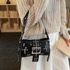 Yogodlns Borse a Spalla da Donna in PU Stile Punk con Borchie Moda Retro Y2k Stampa Leopardo Borsa Sottobraccio da Donna Design Raffinato con Cintura Borse Cool per Ragazze