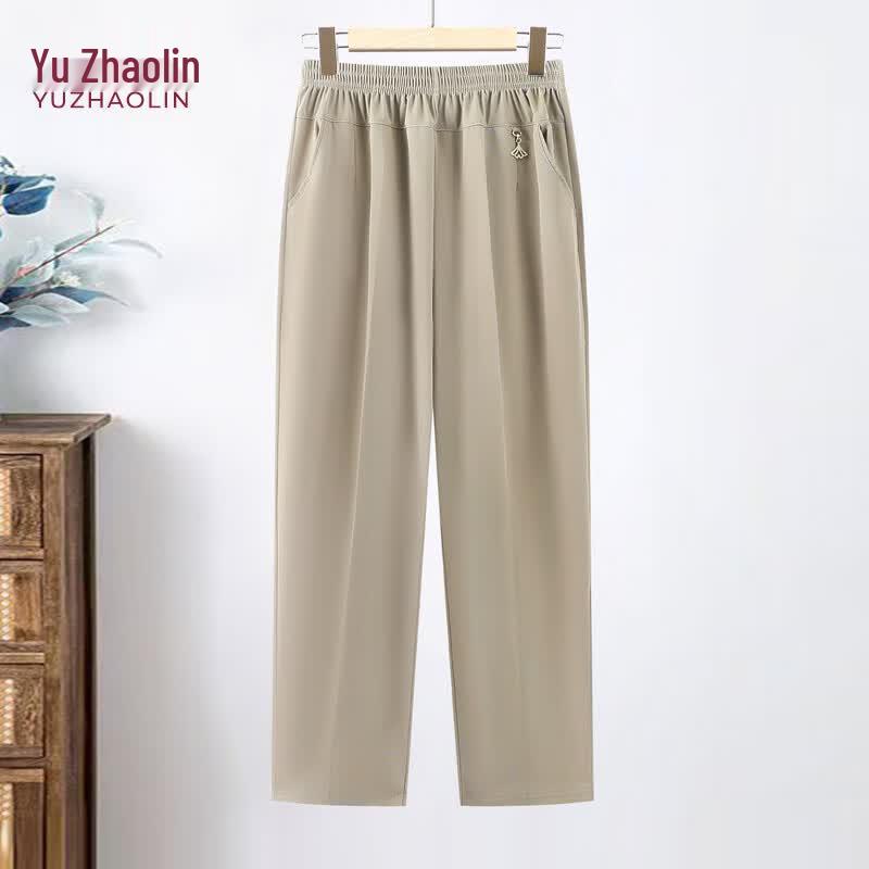 Yuzhaolin Women s Petite Mom Summer Ice Silk Pants 4XL
