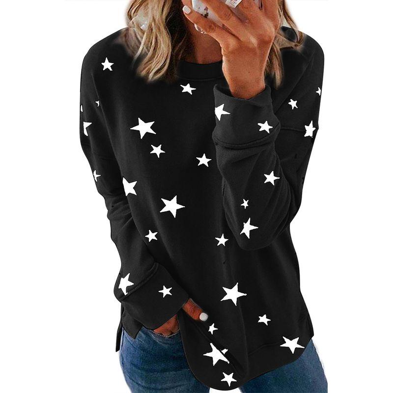 

2024 Fall and Winter New Arrival Stylish Stripes Sweatshirt Women Fashion Trendy Easiest for Match Tie-Dyed round Neck Pullover Long Sleeve Top Women Black S code fits (45.00 kg-55.00 kg