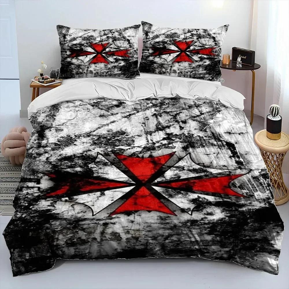 R-Resident Evil Games Gamer Bedding Set Duvet Cover Sheet Printed Bed Set Pillowcase Bed Full Queen King Size Comforter Bedroom