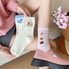 Cartoon Socks Medium Tube Socks Tide Spring And Autumn Cute College Style Bow Polka Dot Puppy Striped Socks