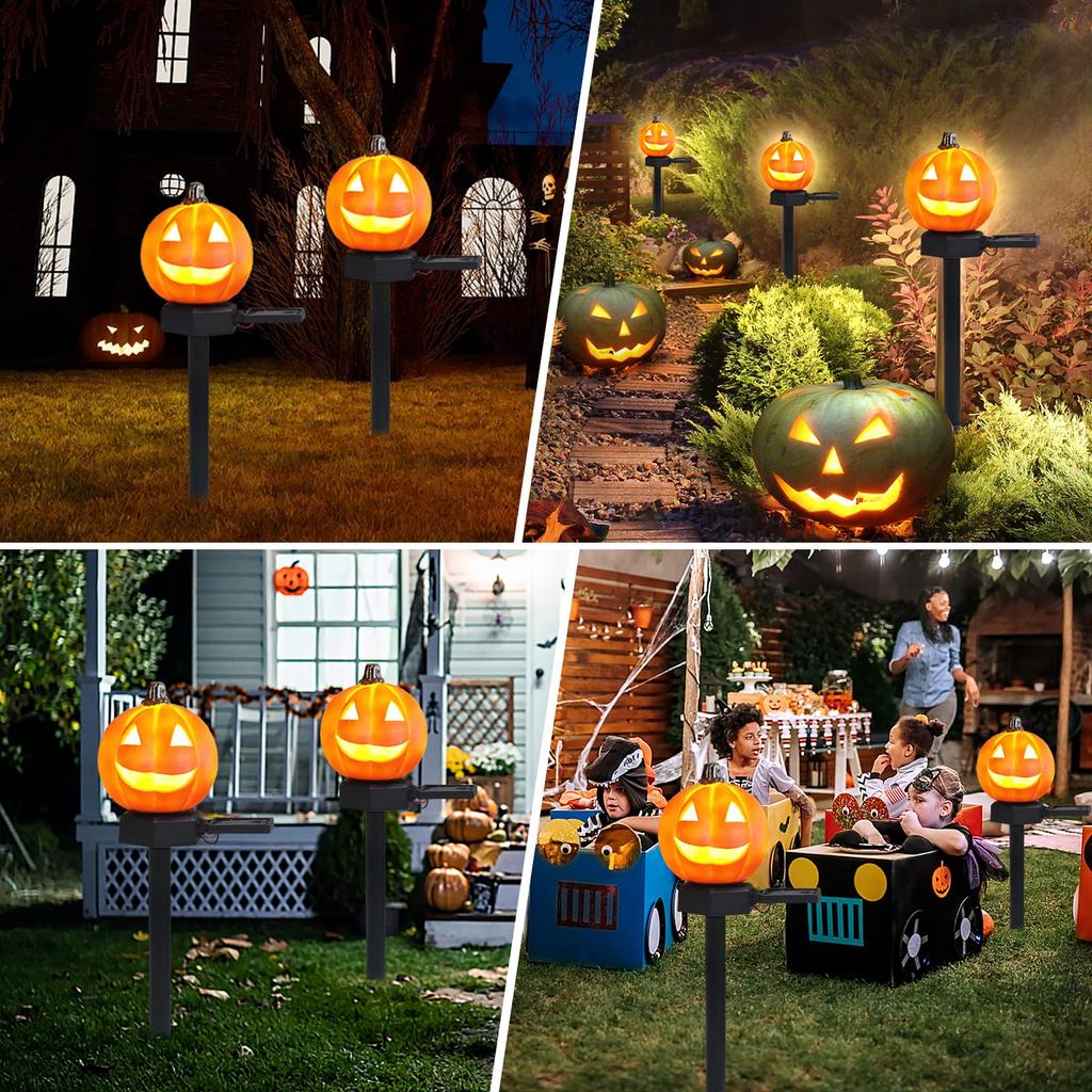 RunElves Outdoor Waterproof Solar Garden Halloween Pumpkin Recessed Set of Automatic Stylish Decorative Props for Haunted and Lights, Decorations,