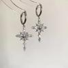 Orecchini a Croce con Strass Zirconi Brillanti da Donna Moda Coreana Acciaio Inossidabile Orecchino Quotidiano Festa di Compleanno Gioielli Y2K Regali