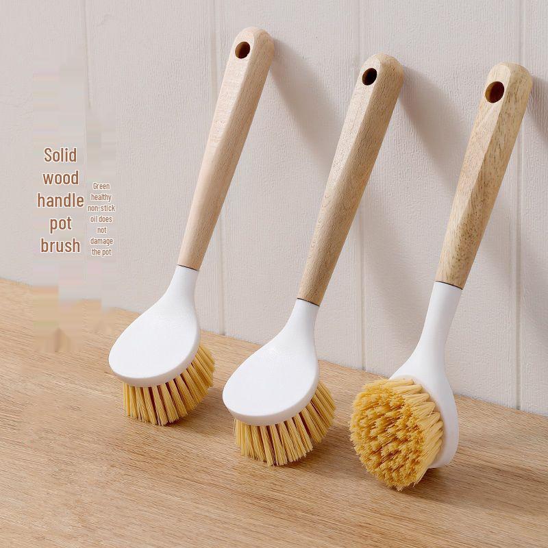 Eco-friendly Long Handle Wooden Dishwashing Brush - Multi-functional Kitchen Cleaning Tool