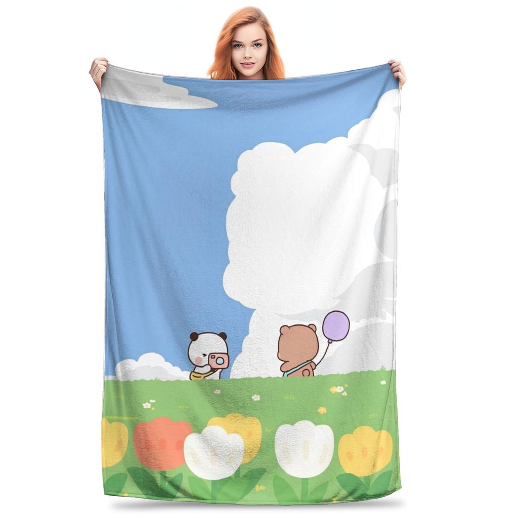 Bear Cartoon Cute Bubu Dudu Blankets Fleece Decoration Multi-function Super Soft Throw Blankets for Bed Outdoor Rug Piece