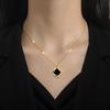 Geometric Square Minimalist Furnace Real Gold Necklace Female Collarbone Chain Accessories