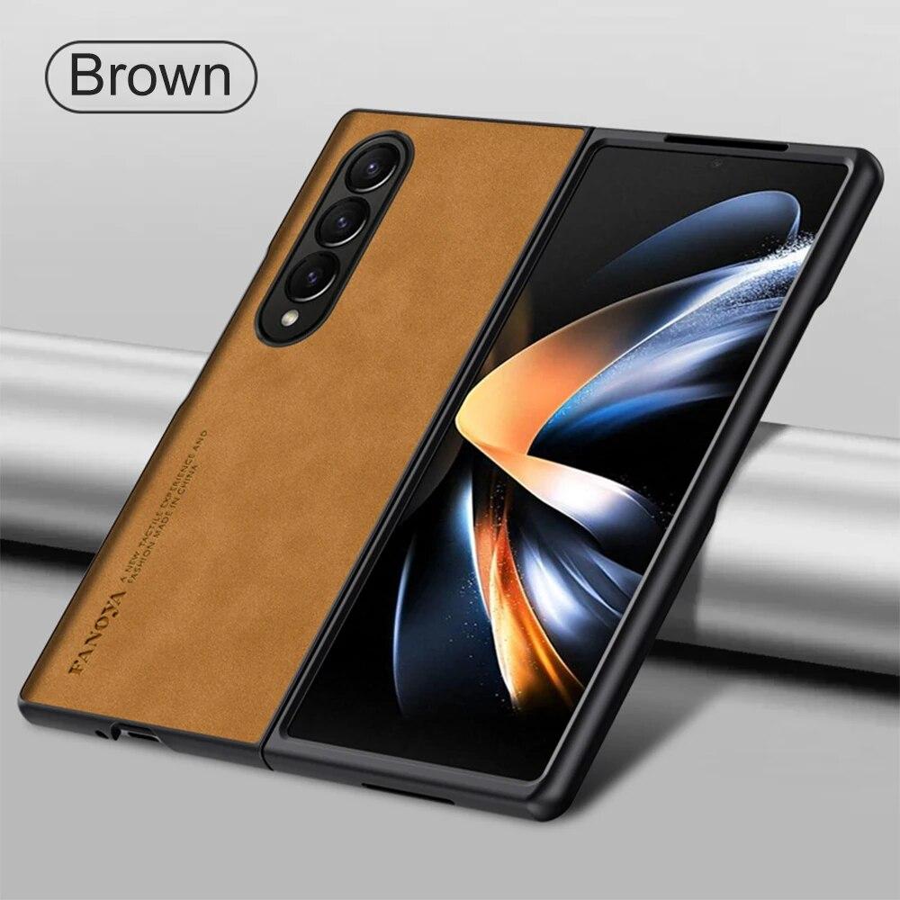 Kožené pouzdro z ovčí kůže pro Samsung Galaxy Zfold4 Zfold3 Zfold Z Fold 5 4 3 Fold5 Fold4 Fold3 5G silikonový nárazuvzdorný kryt nárazníku