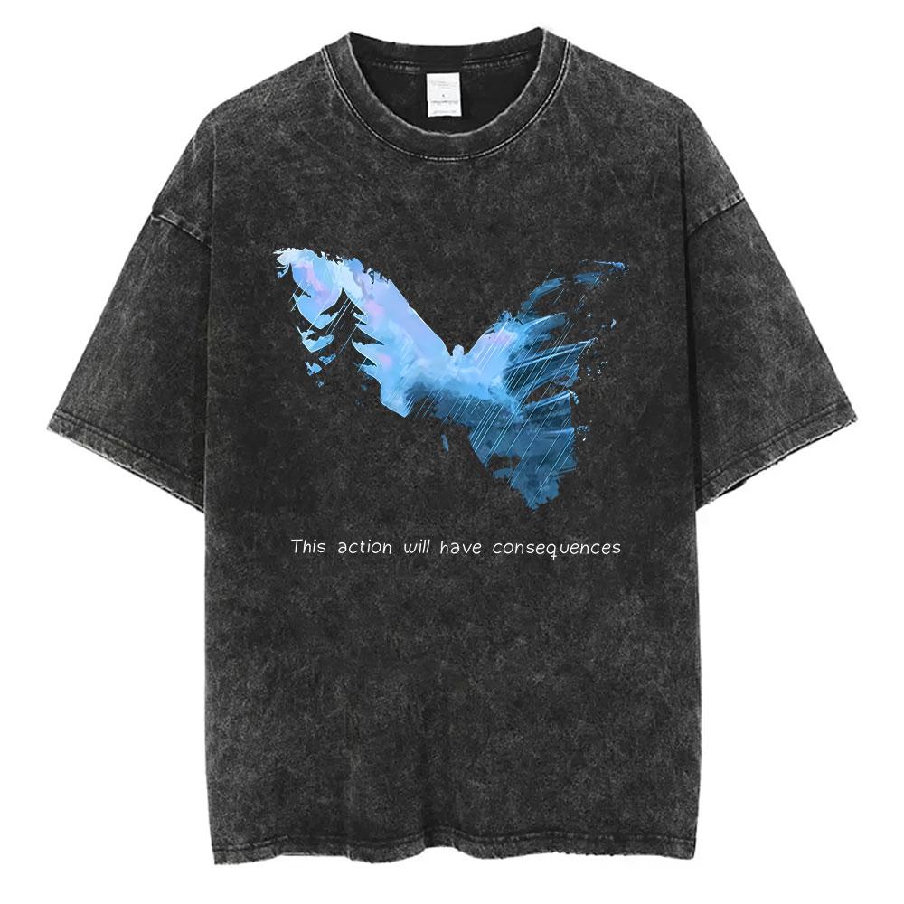 Hot Sale Game Life Is Strange Retro Washed T Shirt Casual Cotton Vintage T Shirts Fashion Oversized T-shirts Unisex