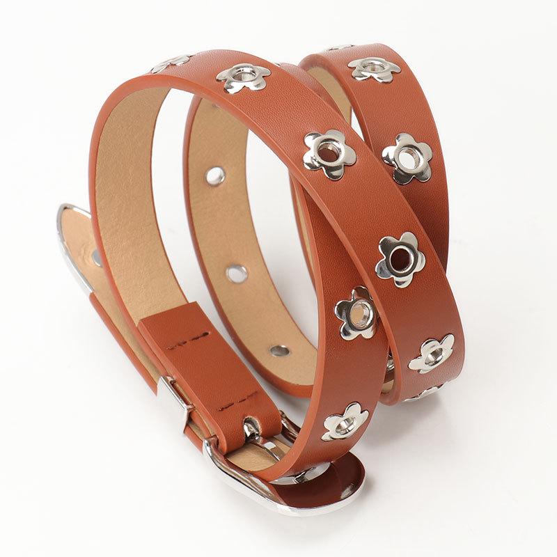 Trendy Silver Buckle Eyelet Belt - Versatile Women's Fashion for Jeans