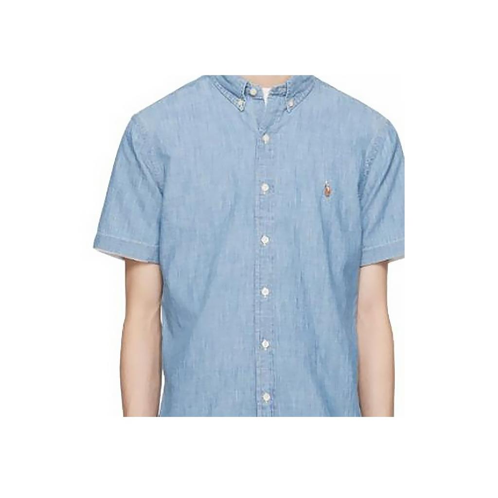 Polo Ralph Lauren Logo Pointed Collar Short Sleeve Shirt Men shirts Medium-Indigo 710844536-002