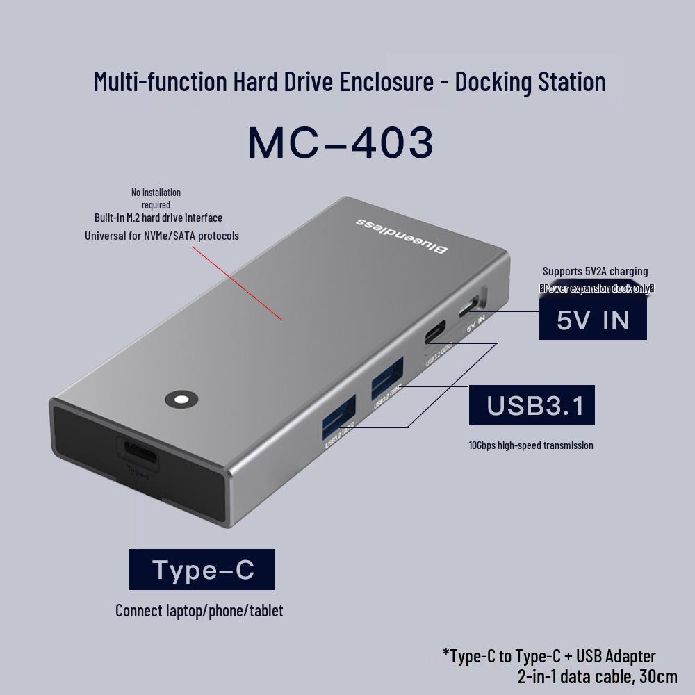 

M2 Dual Protocol Type-C Docking Station with HDMI 2.0 and USB Hub for Laptop Expansion
