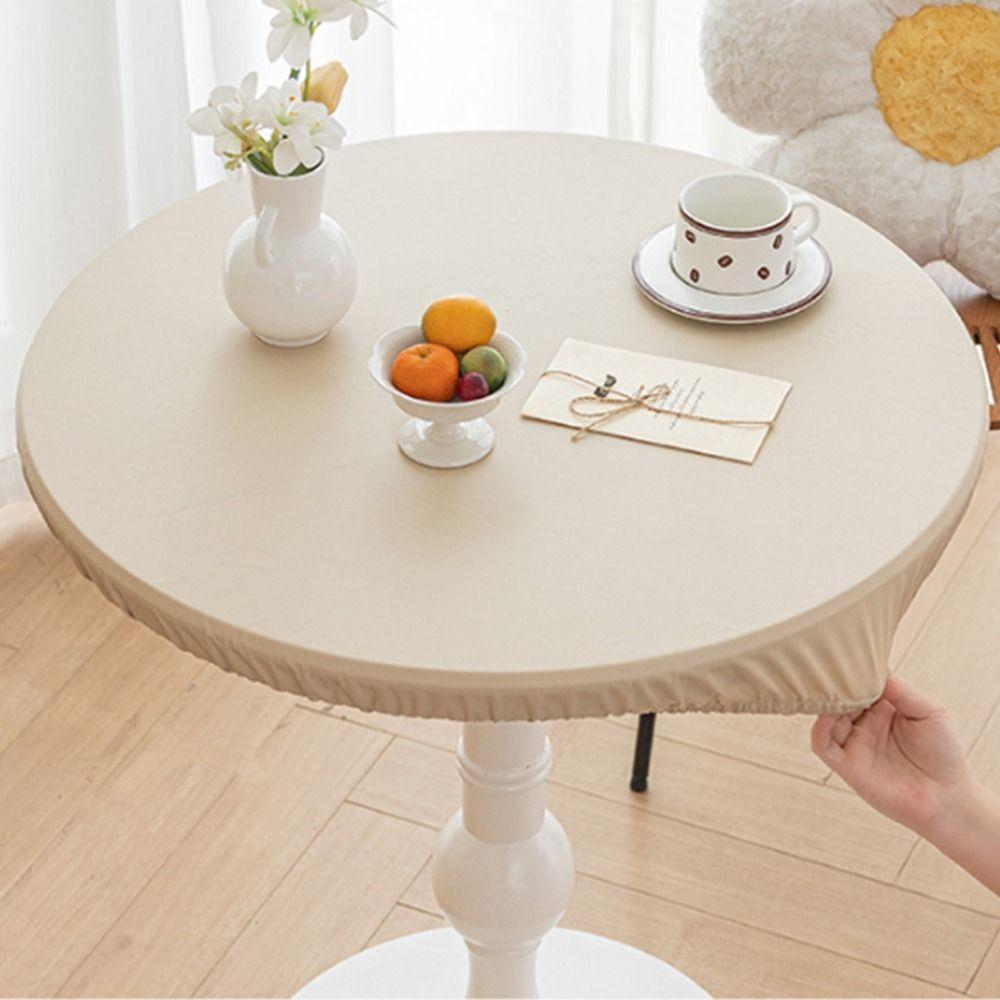 Waterproof Round Table Cover Oil Proof Table Protector Full-wrapped Desktop Cover  Kitchen Use