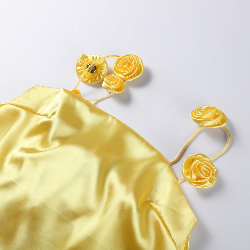 3D Květinové Stuhové Halterové Šaty Květinová Ramínka Barevná Ding Volné Dovolená Pláž Hedvábný Satén Ramínková Krátká Spodnička Šaty