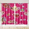 premium 2 pieces of Cartoon graffiti exaggerates personality printing curtain panel - polyester material - suitable for bedroom living room st