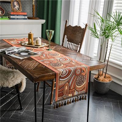 Elegant Jacquard Table Flag Flower Contrast Table Fabric Art Festival Tea Table Flag TV Cabinet Decoration