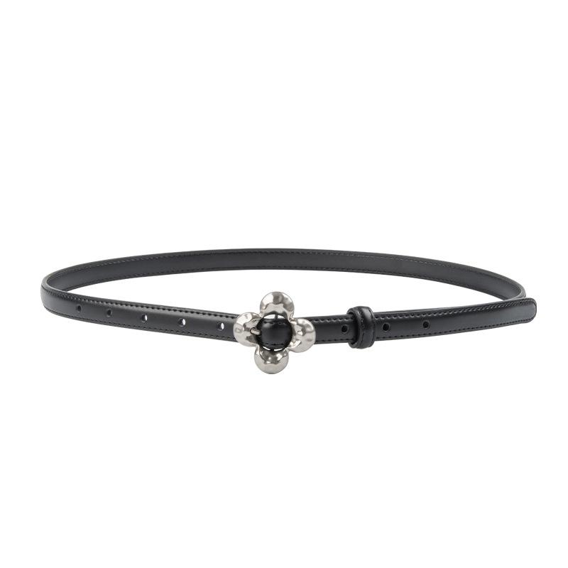 Flower Pin Buckle Leather Women'S Thin Belt Cowhide Women'S Jeans Casual Pants Women'S Belt