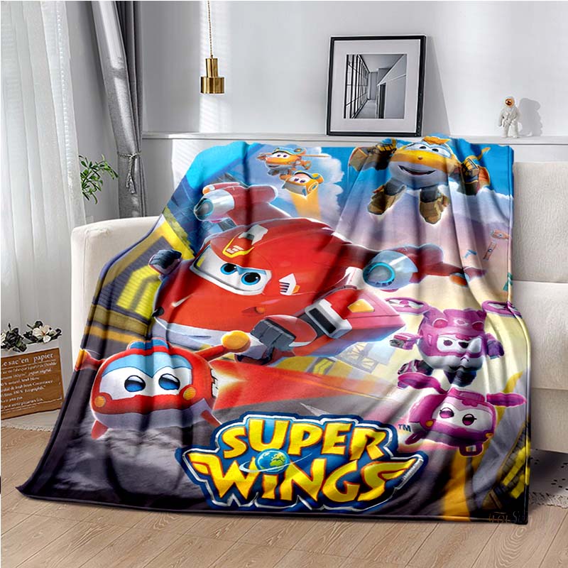 Cartoon Anime Super Wings Throws Blanket for Bedding Picnic Kid Super Soft Cute kawai high quality Flannel Blanket birthday gift