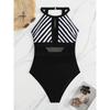 Women S Plus Size Striped Sleeveless One Piece Swimsuit