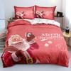 3D Christmas King Queen Duvet Cover Set Kids Cartoon Merry Christmas Red Quilt Cover 2/3pcs Polyester Beddings Set Single Double