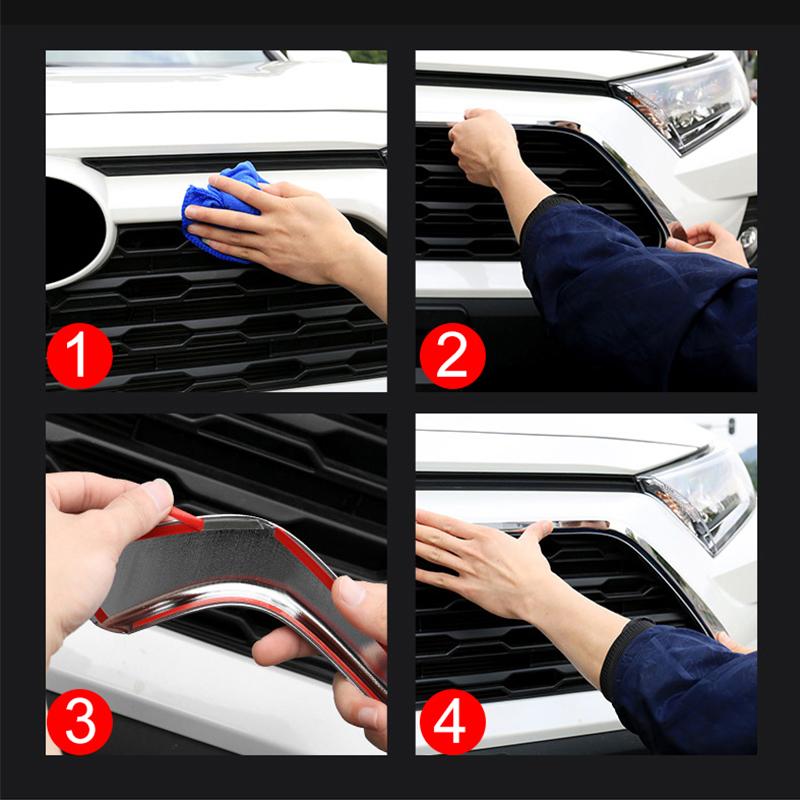 For Toyota RAV4 XA50    2022 2023 Car Front Grille Trim Decoration Racing Grills Frame Cover Stickers